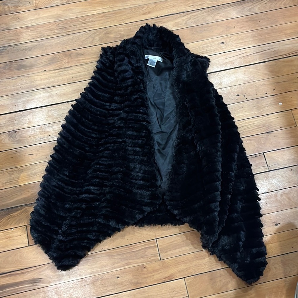 Black faux fur vest